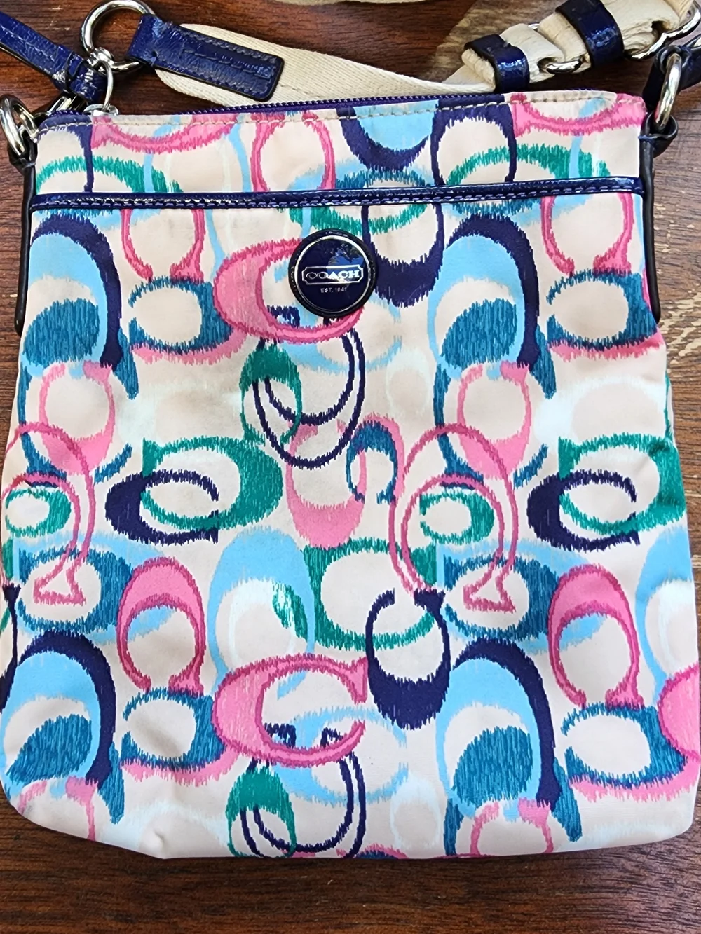 Coach SIS Ikat Scribble Swingpack Crossbody Bag Multicolor Canvas F49495